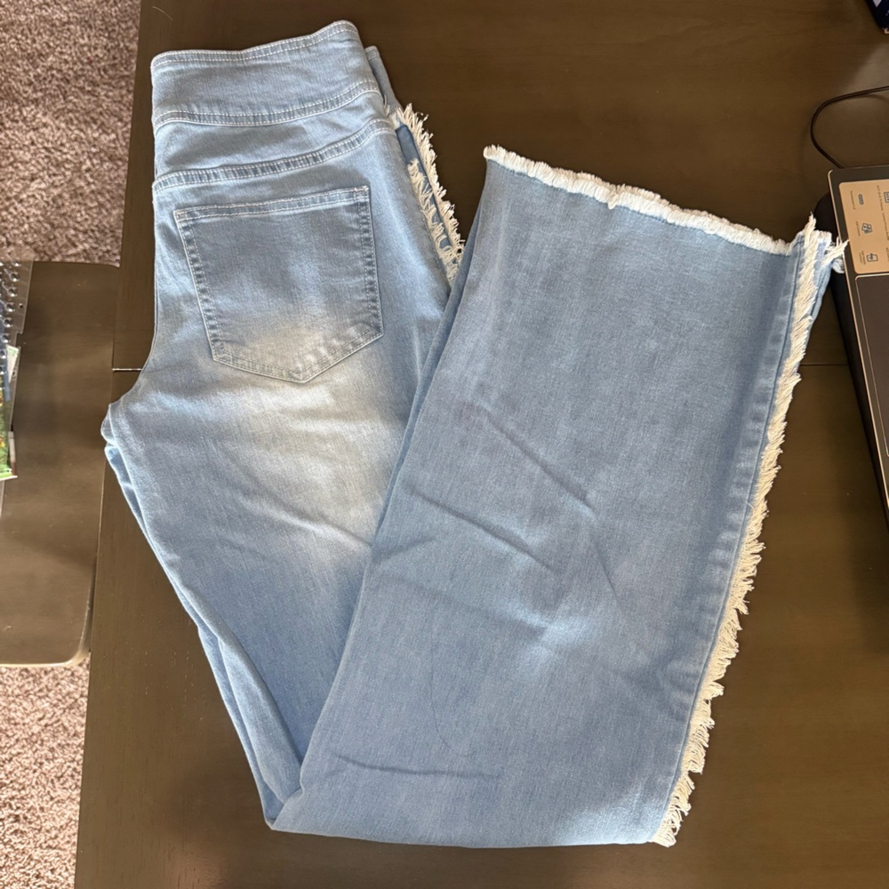 Fashion Nova Light Blue Distressed Hem Jeans
